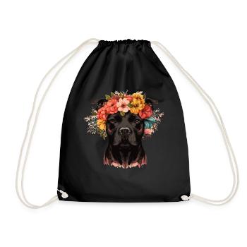 Cute Bull Terrier Flower Crown Pet Dog Breed Flora - Turnbeutel - Schwarz - Vorne
