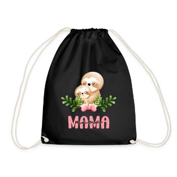 Mama Faultier Mutter Kind Mutterliebe - Turnbeutel - Schwarz - Vorne