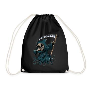 Grim Reaper Pumpkin Glowing Halloween Dabbing - Drawstring Bag - black - Front