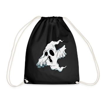 Dabbing Ghost Pumpkin Glowing Skeleton Halloween - Drawstring Bag - black - Front