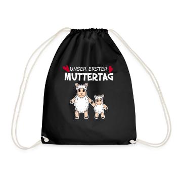 Muttertag - erster Muttertag Geschenk - Turnbeutel - Schwarz - Vorne