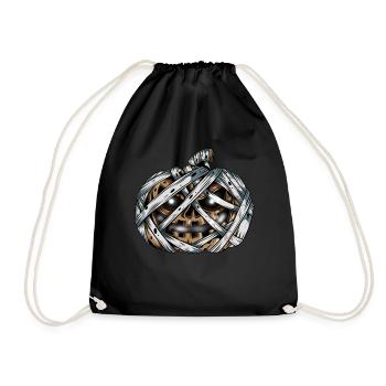 Mummy Pumpkin Glowing Skeleton Halloween - Drawstring Bag - black - Front
