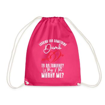 Dumb Wedding Heart Couple Relationship Romance - Drawstring Bag - fuchsia - Front