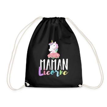 Maman Licorne - Cadeau Anniversaire Maman Licorne - Sac de sport léger - noir - Devant