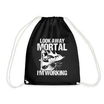 Look away i'm Working - Turnbeutel - Schwarz - Vorne