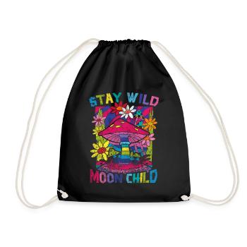 Stay Wild Moon Child Hippie Mushroom - Turnbeutel - Schwarz - Vorne