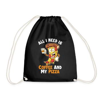 Coffee and my Pizza Pizza Pizza Tray Pizza Oven - Drawstring Bag - black - Front