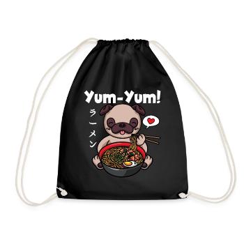 Japan Anime Mops Ramen Nudeln Manga Kawaii - Turnbeutel - Schwarz - Vorne