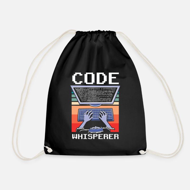 Code Whisperer Programmer Coding Coder - Drawstring Bag - black