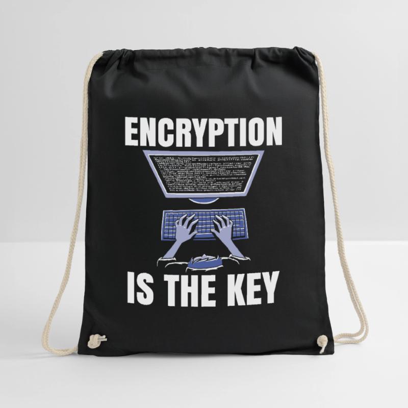 Encryption is the key to coder coding Drawstring Bag