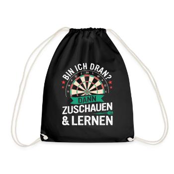 Dart Darts Dartspieler Dartsport - Turnbeutel - Schwarz - Vorne