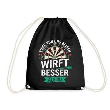 Dart Darts Dartspieler Dartsport - Turnbeutel - Schwarz - Vorne