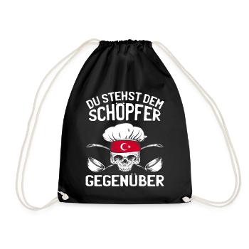 Koch Kochen Sarkasmus - Dem Schöpfer Gegenüber - Turnbeutel - Schwarz - Vorne