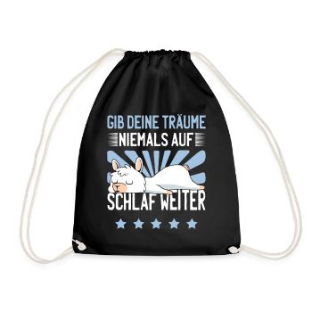 Süße Sprüche Lama Chillen Relaxen Schlaf Weiter - Turnbeutel - Schwarz - Vorne