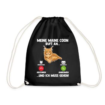 Maine Coon Katze - Turnbeutel - Schwarz - Vorne