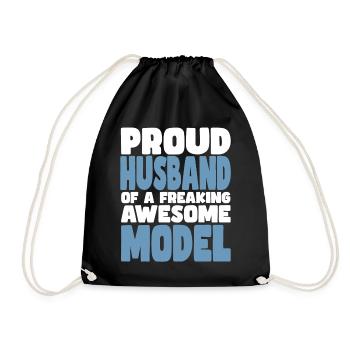 Proud wife of a damn good model - Drawstring Bag - black - Front