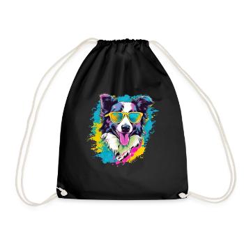 Border Collie Hund Hunderasse - Turnbeutel - Schwarz - Vorne