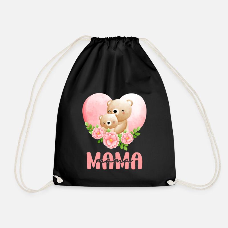 Bär Mama Mom Mutter Muttertag Geschenkidee - Turnbeutel - Schwarz