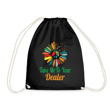 Hippie Peace Zeichen Frieden Blumen Blumenkind - Turnbeutel - Schwarz - Vorne