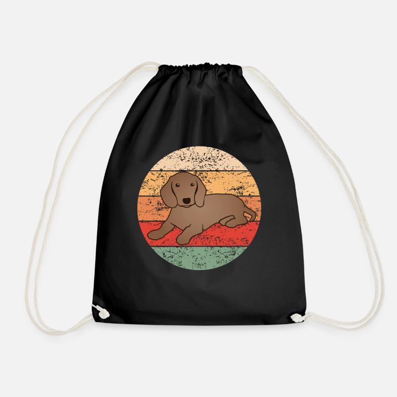 Dackel Dachshund Hundeliebhaber Retro Geschenk - Turnbeutel - Schwarz