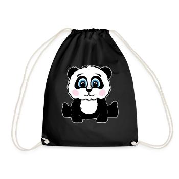 Panda Pandabär Geschenk Damen Herren Kinder - Turnbeutel - Schwarz - Vorne