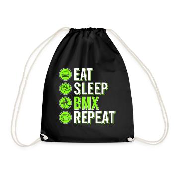 vintage bike outfit, bike urban freestyle bmx - Drawstring Bag - black - Front