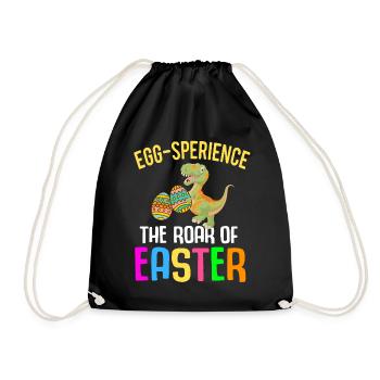 Easter T-rex Dinosaur Rabbit Easter Holiday - Drawstring Bag - black - Front