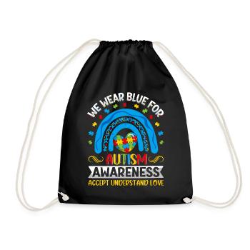 Blue for Autism Awareness Month Autism - Drawstring Bag - black - Front