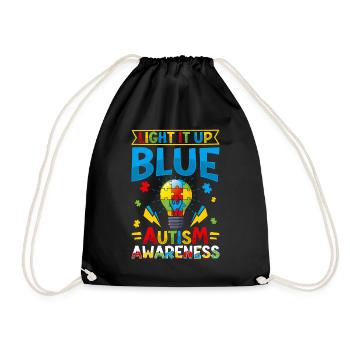 World autism Mom Dad - Drawstring Bag - black - Front