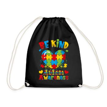World autism Mom Dad - Drawstring Bag - black - Front