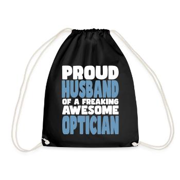 Proud wife of a damn good optician - Drawstring Bag - black - Front