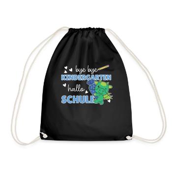 bye bye Kindergarten hallo Schule Drache - Turnbeutel - Schwarz - Vorne