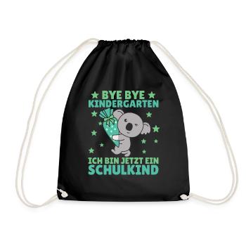 bye bye Kindergarten ich bin jetzt ein Schulkind - Turnbeutel - Schwarz - Vorne