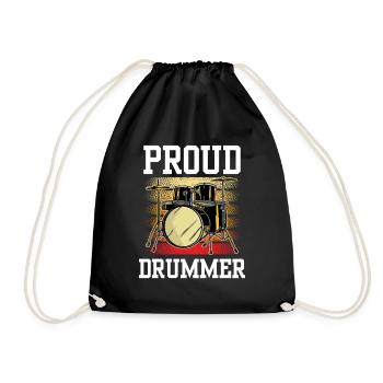 Proud Drummer Drums Drumming - Drawstring Bag - black - Front