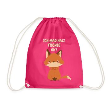 Fuchs Füchse Wildtier Waldtier Rotfuchs - Turnbeutel - Fuchsia - Vorne