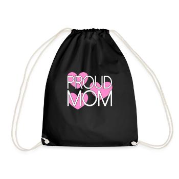 proud mom - Drawstring Bag - black - Front