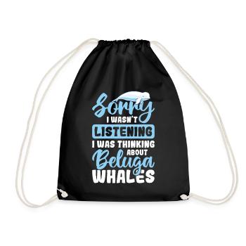 Beluga Whale Beluga Whale Whale Watching Dolphin Dolphin - Drawstring Bag - black - Front