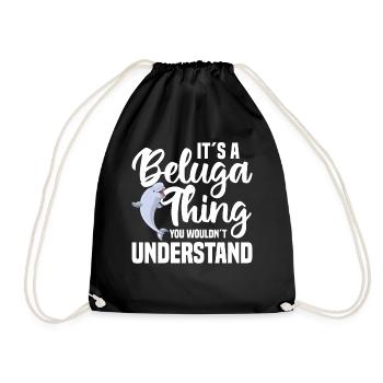 Beluga Whale Beluga Whale Whale Watching Dolphin Dolphin - Drawstring Bag - black - Front