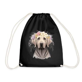 Mignon Labrador Retriever Fleur Couronne Chien de compagnie Flora - Sac de sport léger - noir - Devant