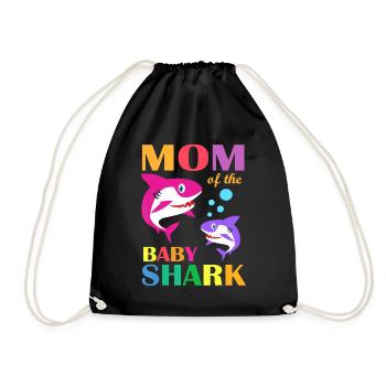 Mom Of The Baby Birthday Shark Mom Shark Mother's - Drawstring Bag - black - Front