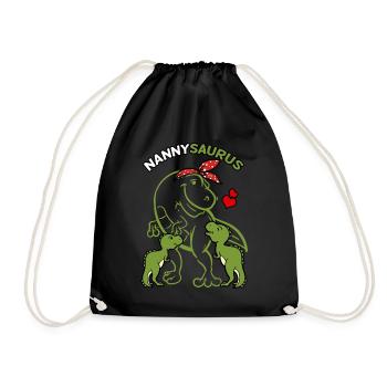 Nannysaurus Nanny 2 Kids Dinosaur Mother's Day - Drawstring Bag - black - Front