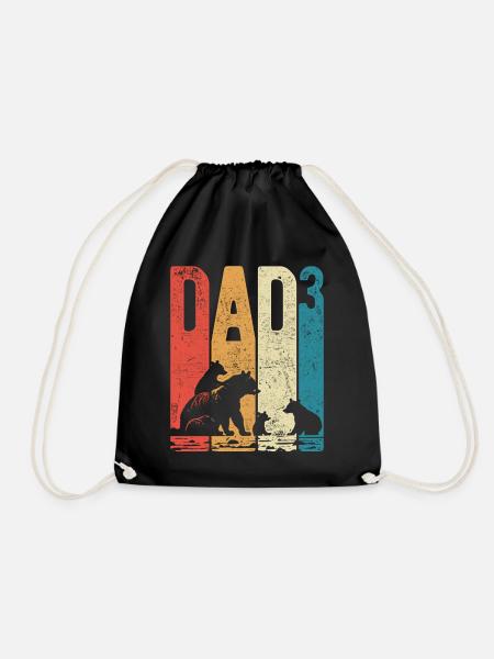 Dad Hoch 3 Papa Hoch 3 Kinder Bär Dreifacher Papa - Turnbeutel - Schwarz