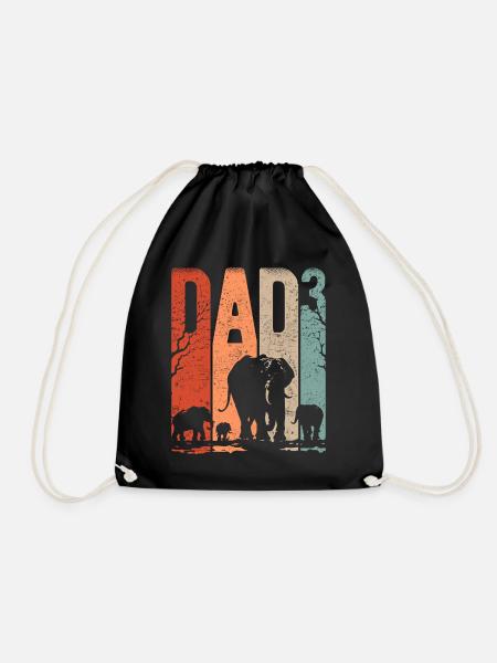 Dad Hoch 3 Papa Hoch 3 Kinder Papa Elefant - Turnbeutel - Schwarz
