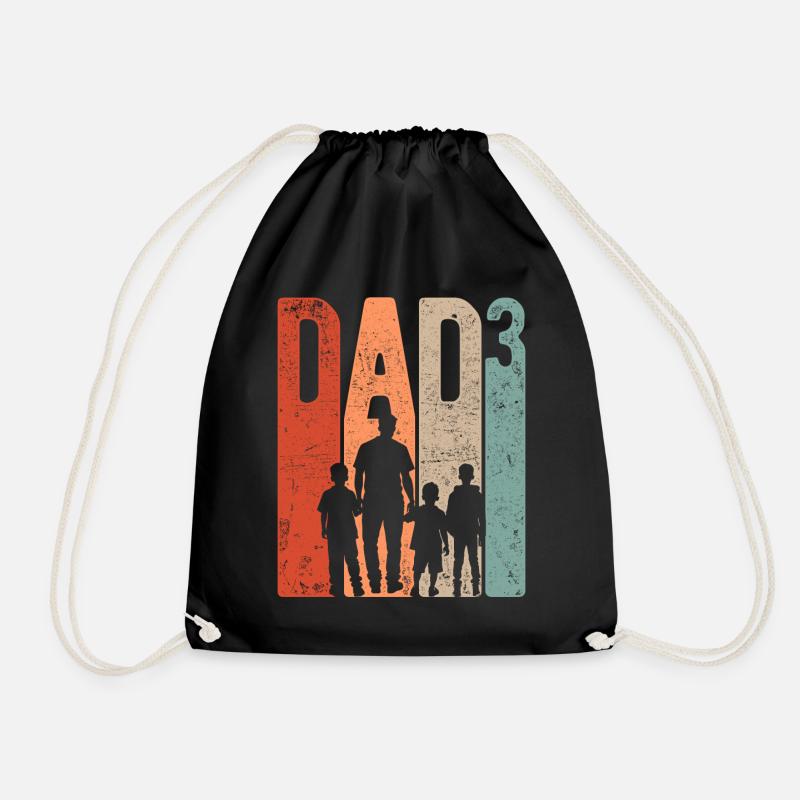 Dad Hoch 3 Papa Hoch 3 Kinder Drei Jungen Retro - Turnbeutel - Schwarz