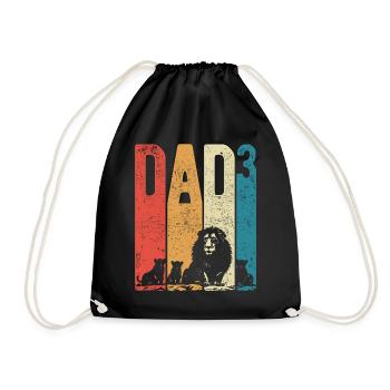 Dad Hoch 3 Papa Hoch 3 Kinder Dreifacher Papa Löwe - Turnbeutel - Schwarz - Vorne