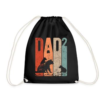 Dad Hoch 2 Papa Hoch 2 Kinder Bär Zweifacher Papa - Turnbeutel - Schwarz - Vorne