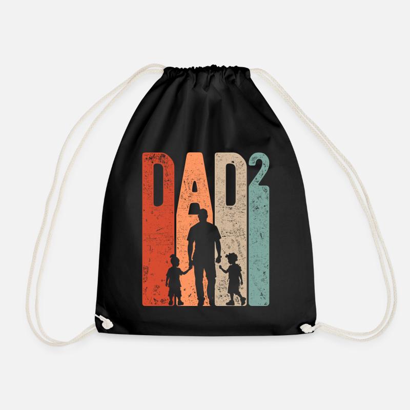 Dad Hoch 2 Papa Hoch 2 Kinder Zwei Jungen Retro - Turnbeutel - Schwarz