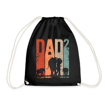 Dad Hoch 2 Papa Hoch 2 Kinder Papa Elefant - Turnbeutel - Schwarz - Vorne