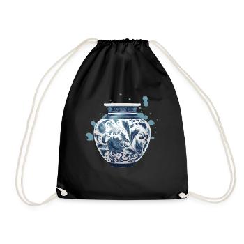 Classic pottery vases blue and white - Pottery - Drawstring Bag - black - Front