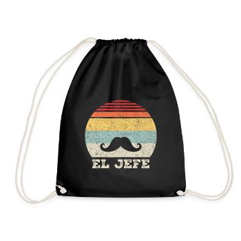 El Jefe Funny Mexican Boss Funny Cinco De Mayo - Drawstring Bag - black - Front
